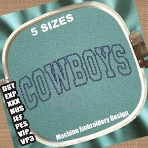 Diseños de bordado a máquina con borde de Cowboys / Patrones de bordado con letras de Cowboys / Archivos de bordado de Cowboys / Archivo de bordado con contorno de Cowboys