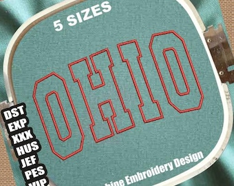 Ohio Letters für die Stickmaschine | Outline Schriftart (DST PES EXP)