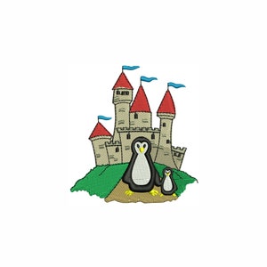 Penguin Castle Fairy Embroidery Design | Fairy Tale Castle Dst file | Fairy Tale Princess Castle Pes file | Princess Tale Castle Embroidery