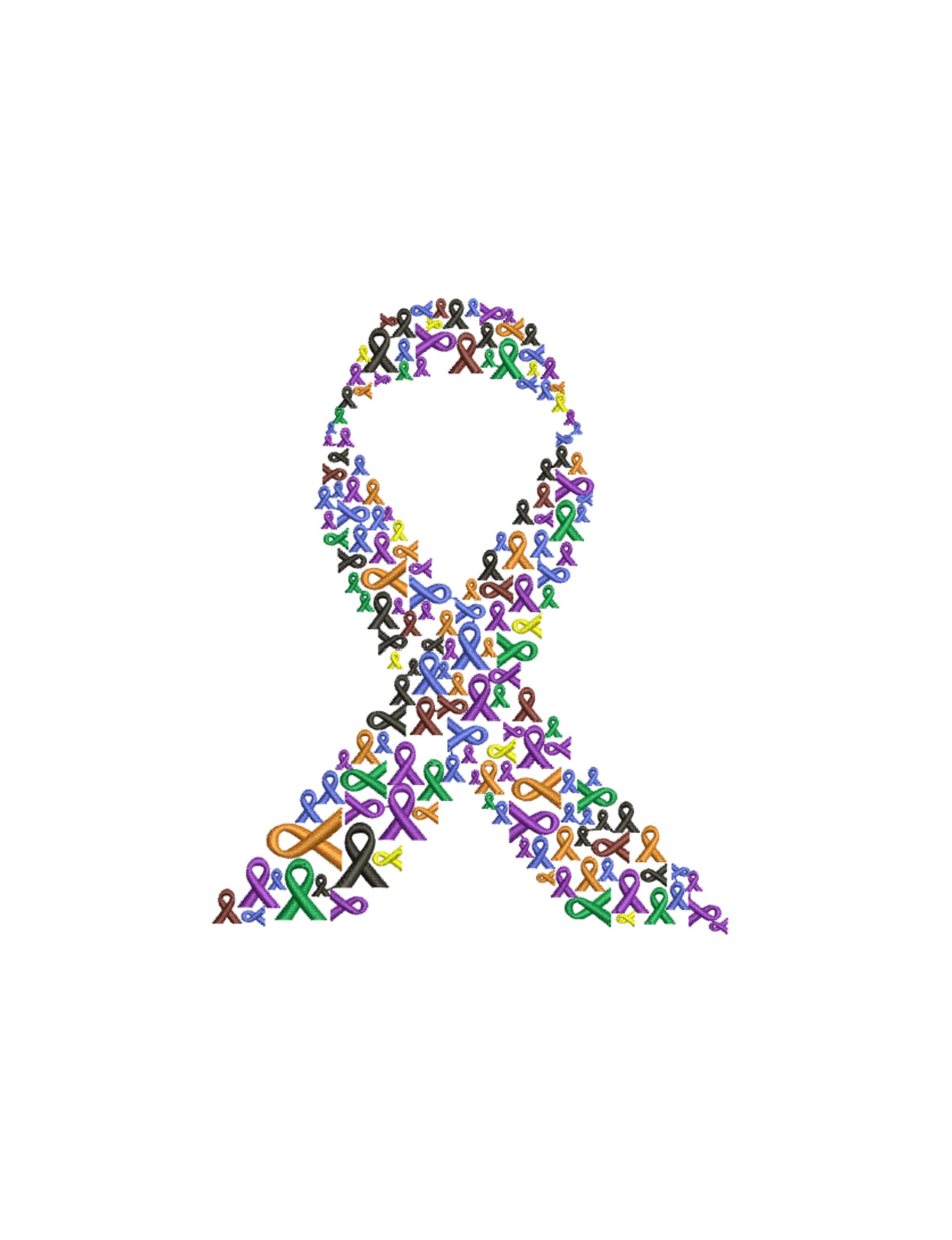Multi Color Cancer Ribbon Embroidery Design Cancer Ribbon Etsy