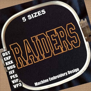 Desenhos de bordados à máquina Raiders | Padrões de bordados de contorno Raiders | Arquivos de bordados Raiders Letters DST | Desenho de bordado de contorno