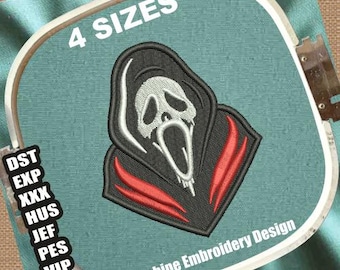 Ghost Face Mask Machine Embroidery Design | Halloween Scream (Digital File)