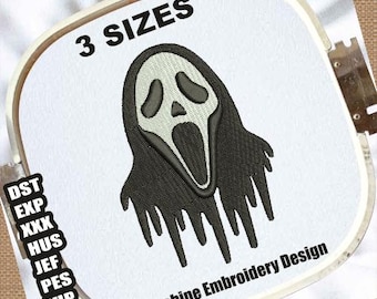 Scream Ghost Face Embroidery Design | Horror Movie Pattern (Digital Download)