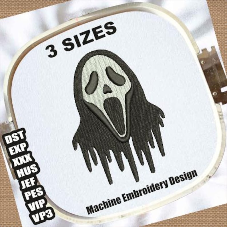 Scream Ghost Face Embroidery Design | Horror Movie Pattern (digital ...