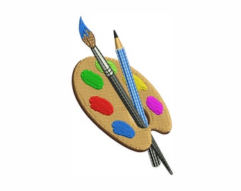 Motif de broderie palette artistique : pinceau et peinture (DST PES EXP)