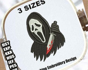 Ghost Face Embroidery Design | Scream Halloween File (3 Sizes)