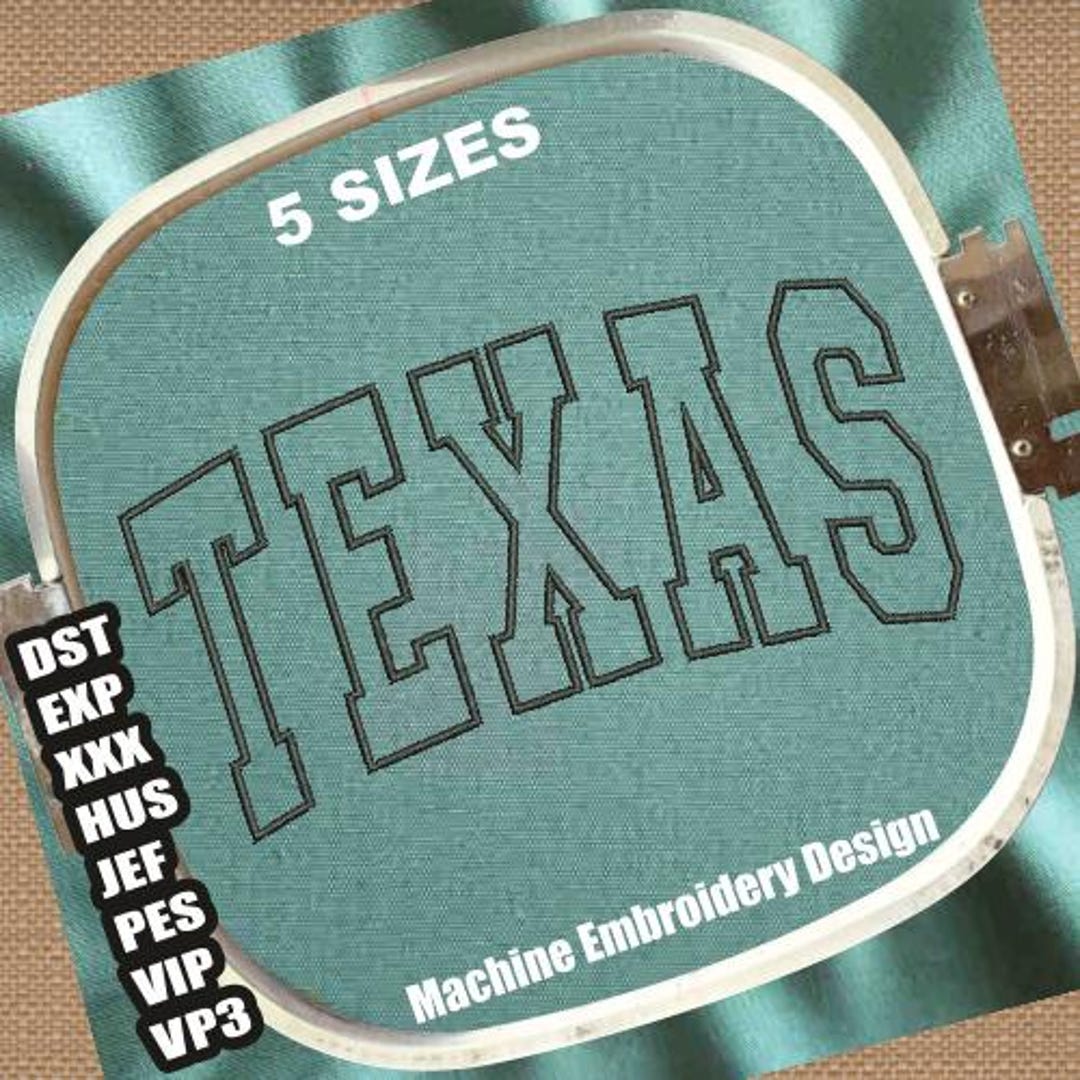 Texas Letters Embroidery Design: Outline Font (DST PES Files) - Etsy