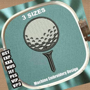 Balle de golf avec motif de broderie en té | Fichier de broderie sportive (téléchargement numérique)