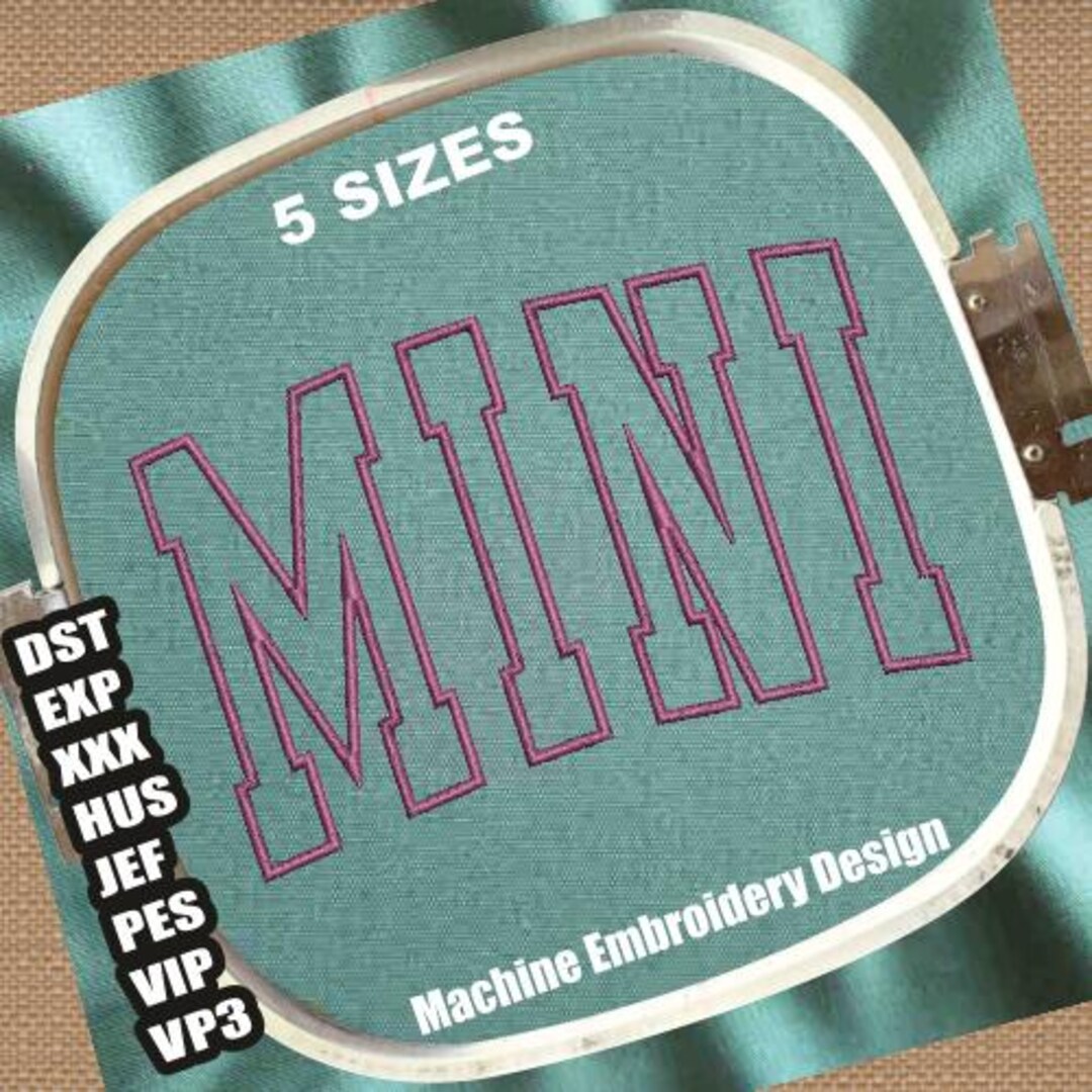 Mini Letter Design Mini Border Letter Embroidery Design | Outline Font (instant Download ...