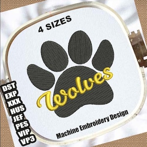 Wolves Paw Machine Embroidery Design | Wolf Paw Print Embroidery Patterns | Wolf Paw Embroidery DST File | Wolves Animal Paw Embroidery File