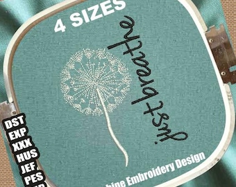 Just Breathe Dandelion Embroidery Design | Floral Embroidery File (Digital Download)