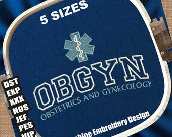 Obstetrics and Gynecology Machine Embroidery Designs | Obgyn Outline Letters Embroidery Patterns |  Gynecologist Dst Pes Embroidery Files