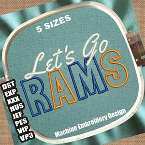 Desenhos de bordados à máquina Rams | Padrões de bordados de contorno Rams | Arquivo de bordados de bordas Rams | Arquivos de bordados Rams Letters DST PES JEF
