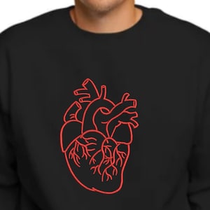 Human Heart Machine Embroidery Designs | Heart Anatomy Embroidery Patterns | Medical Embroidery File | Heart Line DST PES Embroidery Files