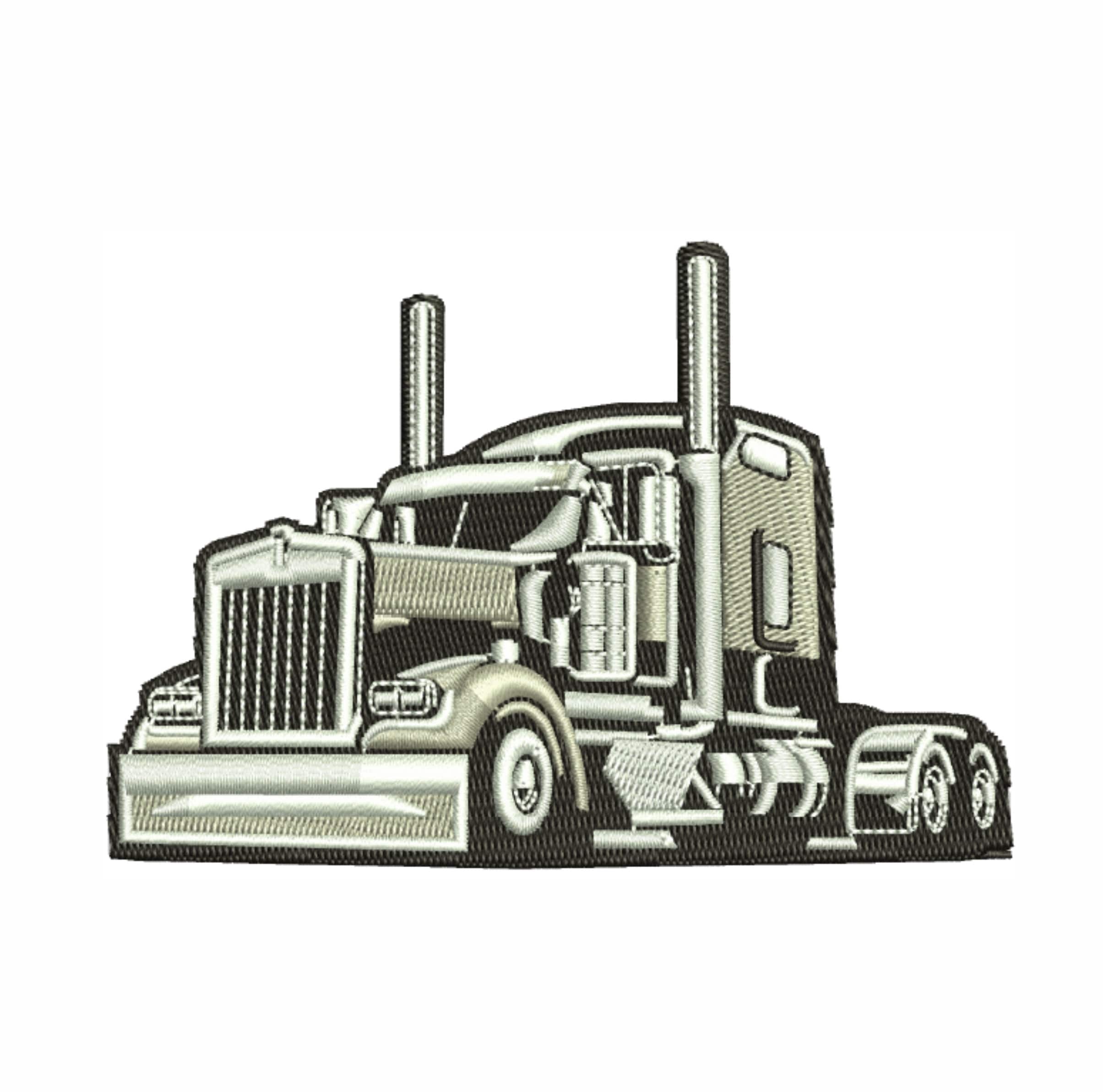 Semi Truck Embroidery Design | Truck Dst file |  Semi Tractor Truck Pes file | 18 Wheeler Embroidery Design | Trailer Truck Embroidery File
