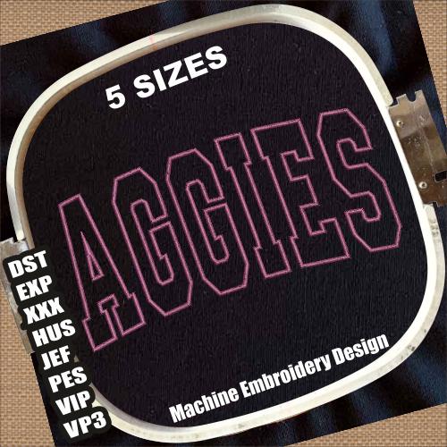 Aggies Letters Machine Embroidery Designs | Aggies Outline Embroidery Patterns | Aggies Embroidery | Aggies Embroidery File Instant Download