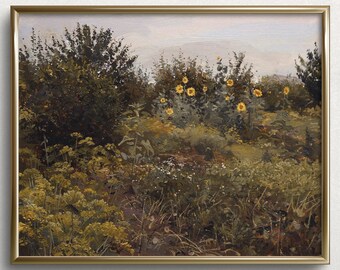 Giardino di girasoli / Giardino estivo / Arte da parete autunnale / Arte da giardino / Stampe d'arte autunnali / Pittura autunnale / Pittura autunnale / #L85