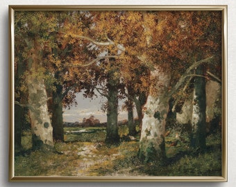 Alberi forestali in autunno II / Stampe autunnali vintage / Dipinto autunnale lunatico / Stampe d'arte autunnali / Dipinto autunnale / Dipinto autunnale / #L73
