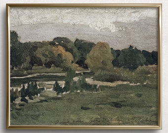 Río de campo / Arte cambiante / Arte de la pared del bosque / Pintura de paisaje forestal / Impresión de arte de paisaje vintage / #L208