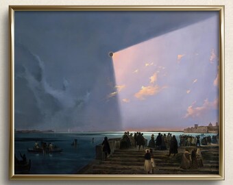 Zonsverduistering in Venetië | Verklaring kunstwerk | Humeurige kunst aan de muur | Donkere academische kunstafdrukken | Donkere kunstprint | Unieke kunstprint #A79