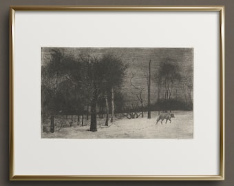 Loup solitaire | Peinture forêt sombre | Art mural de mauvaise humeur | Impressions d'art Dark Academia | Art de loup | Croquis de forêt | Impression d'art sombre | #DA51