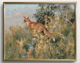 Little Fox | Fox Art Print | Cottagecore Art Print | Cottage Art Print | Spring Wall Art | Fox Nursery Decor | #L204