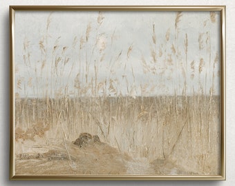 Summer Wheat | Wheat Field Painting | French Country Wall Art | Countryside Landscape Oil Painting | Vintage Landscape Painting | #L301
