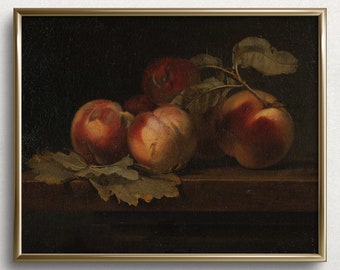Harvest Peaches | Still Life Oil Painting | Fruit Painting | Peaches Painting | Vintage Kitchen Print | Kitchen Wall Decor | #F9