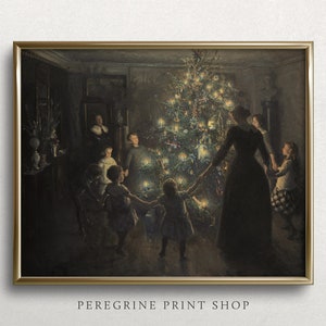 O Holy Night | Christmas Eve Oil Painting | Vintage Christmas Art Print | Vintage Christmas Tree Painting | #L125