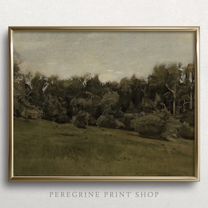 Countryside Forest | Moody Art | Forest Wall Art | Forest Landscape Painting | Vintage Landscape Art Print | #L193