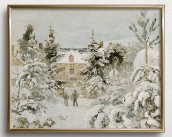 Home for Christmas | Vintage Winter Landscape Painting | Vintage Winter Art Print | Winter Landscape Print | Vintage Winter Prints | #L115