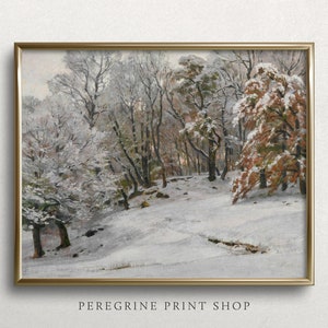 Première neige | Peinture de paysage d’hiver | Peinture de paysage enneigé | art d’hiver vintage | #L61