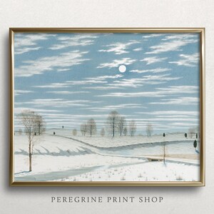 Blue Winter Sky | Vintage Winter Landscape Painting | Vintage Winter Art Print | White Winter Landscape | #L135