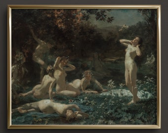 Ninfe dei boschi al chiaro di luna / STAMPA FINE ART / Pittura di streghe / Arte da parete lunatica / Stampe d'arte Dark Academia / Stampa d'arte oscura / #A34