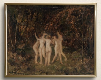 Ninfe dei boschi / Dipinto di streghe / Arte da parete lunatica / Stampe d'arte Dark Academia / Stampa d'arte oscura / #DA18