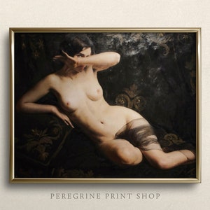Überraschung | FINE ART PRINT | Frauenfiguren Gemälde | Stimmungsvolle Wandkunst | Dark Academia Kunstdrucke | Dunkel Kunstdruck | Boudoir Wandbild #A75