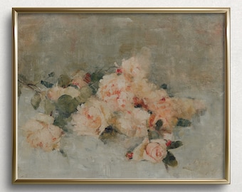 バラの花束 | ヴィンテージ ローズ アート プリント | ローズ ウォール アート | ムーディ アート | ムーディ ウォール アート | ダーク アカデミア アート | #L227