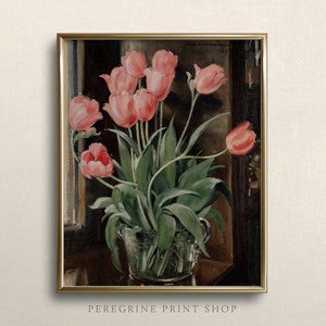 Pink Tulips | Spring Art Print | Tulip Lover | Tulip Painting | Vintage Floral Wall Art | #A52