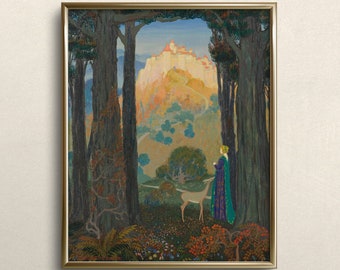 País de las hadas / IMPRESIÓN DE BELLAS ARTES / Arte de pieza de declaración / Arte de pared cambiante / Arte mitología / Impresión de arte de hadas / Impresiones de arte únicas / Arte de fantasía #A89