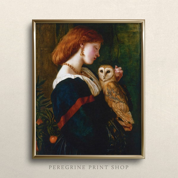 Barbagianni The Owl by Valentine Cameron Prinsep | FINE ART PRINT | Moody Wall Art | Dark Academia Art Prints | Victorian Painting | #DA20
