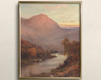 Cierre de un día de otoño / IMPRESIÓN DE BELLAS ARTES / Otoño al anochecer / Arte de la pared del país francés / Pintura vintage al atardecer / #A37