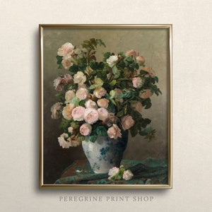 Still Life of Pink Peonies | Spring Art Print | Peony Lover | Peony Painting | Vintage Floral Wall Art | #A107