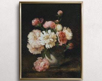 Peony Vase | Spring Art Print | Peony Lover | Peony Painting | Vintage Floral Wall Art | #L220