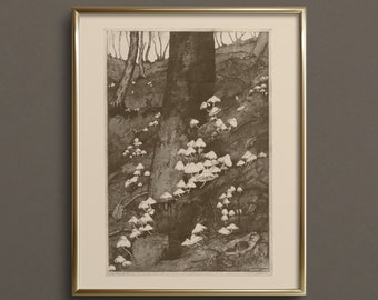 Fungi Forest from the British Art School | FINE ART PRINT | Mushroom Print | Moody Art | Dark Academia Art Prints | Dark Art Print | #DA55