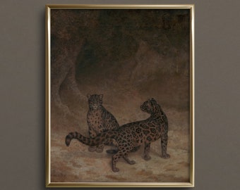 Panther Cave | Big Cat Painting | Moody Wall Art | Dark Academia Art Prints | Dark Art Print | Leopard Painting | #DA10