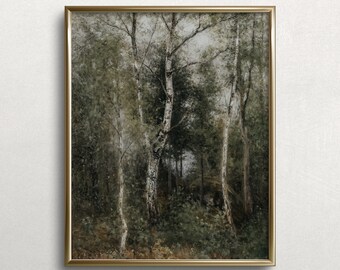 Spring Aspens | Moody Art | Forest Wall Art | Tree Landscape Painting | Nature Walk Art | Forest Decor | #L277