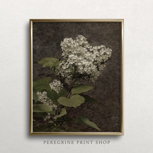 White Lilacs | Floral Oil Painting | Vintage Lilac Painting | Vintage Floral Wall Art | Vintage Kitchen Print | #F11