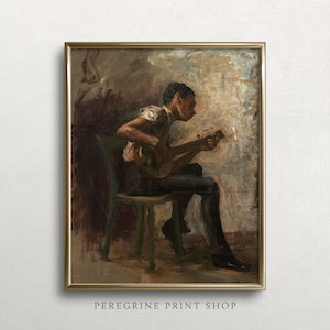 Young Musician | Music Wall Art | Vintage Portrait Oil Painting | Vintage Figure Painting | #P3