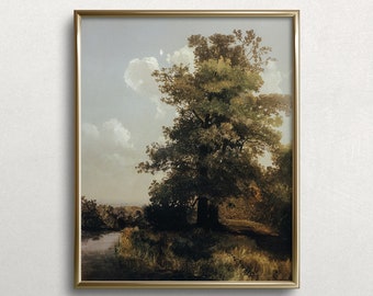 Riverside Tree | Moody Wall Art | Moody Painting | Spring Art Prints | Tree Painting | Cottagecore Painting | #L194