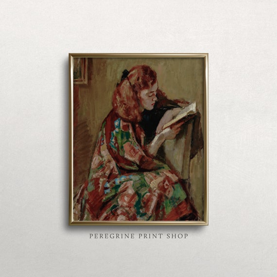 Edith and Her Book | Book Lover Art Print | Reading Nook Painting | Cozy Reading Corner Art | #P8
